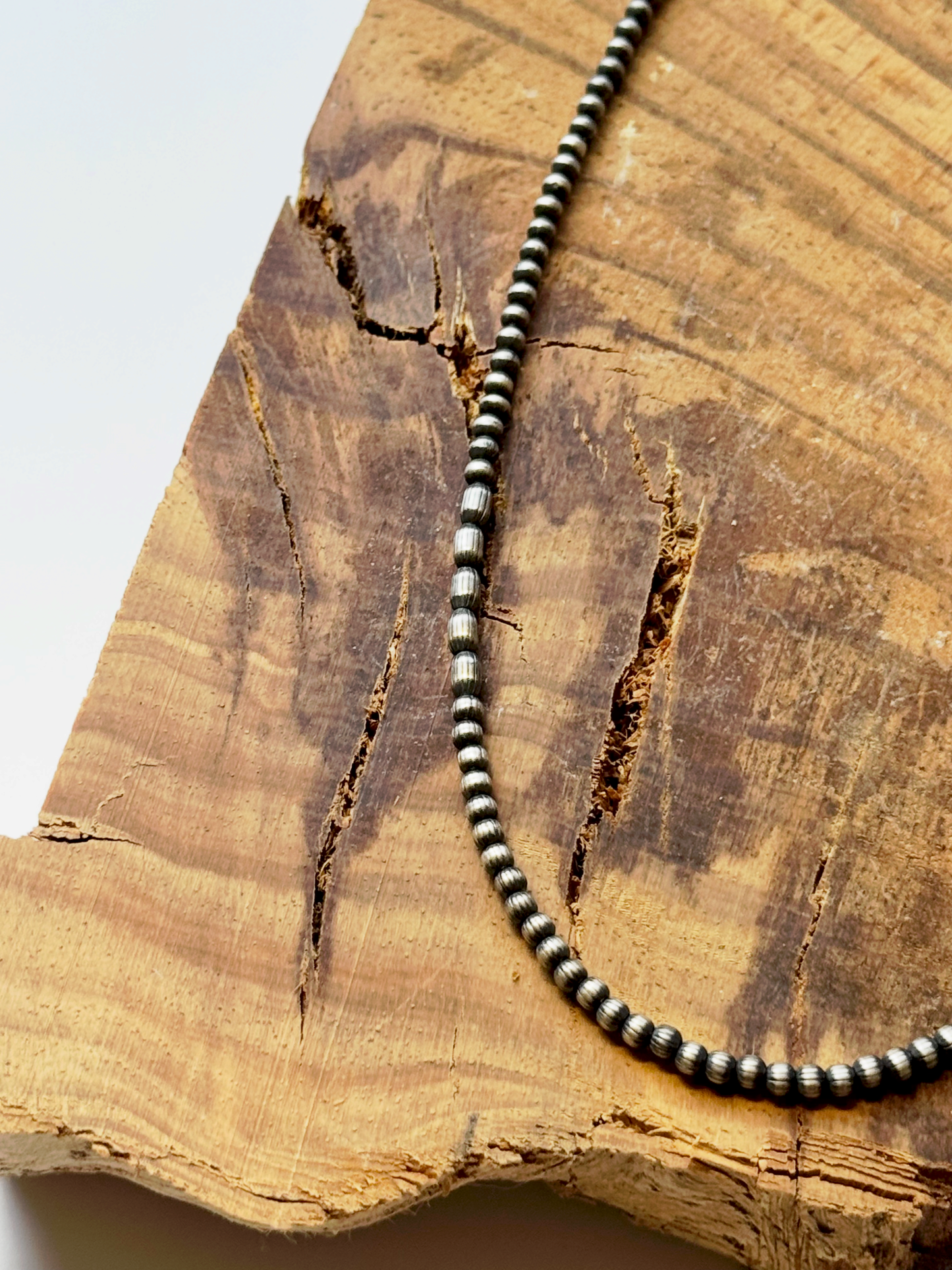Bead Necklace Hand-Strung - Sterling Silver