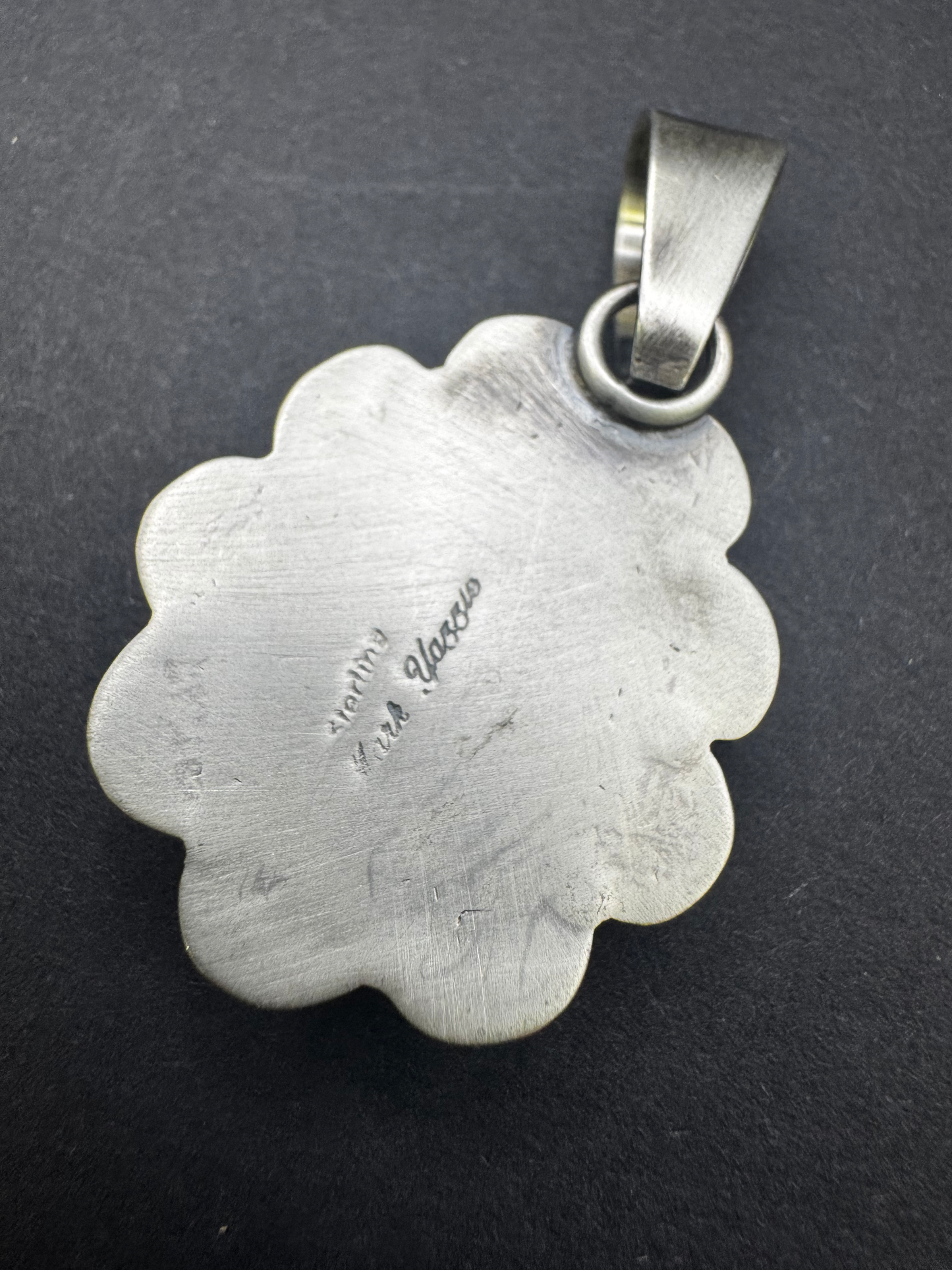 Teardrop Pendant with Ruffles - Golden Hills Turquoise - Sterling Silver - Native Handmade - Mark Yazzie (artist)