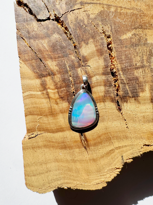 Galaxy Opal Triangular Pendant- Sterling Silver