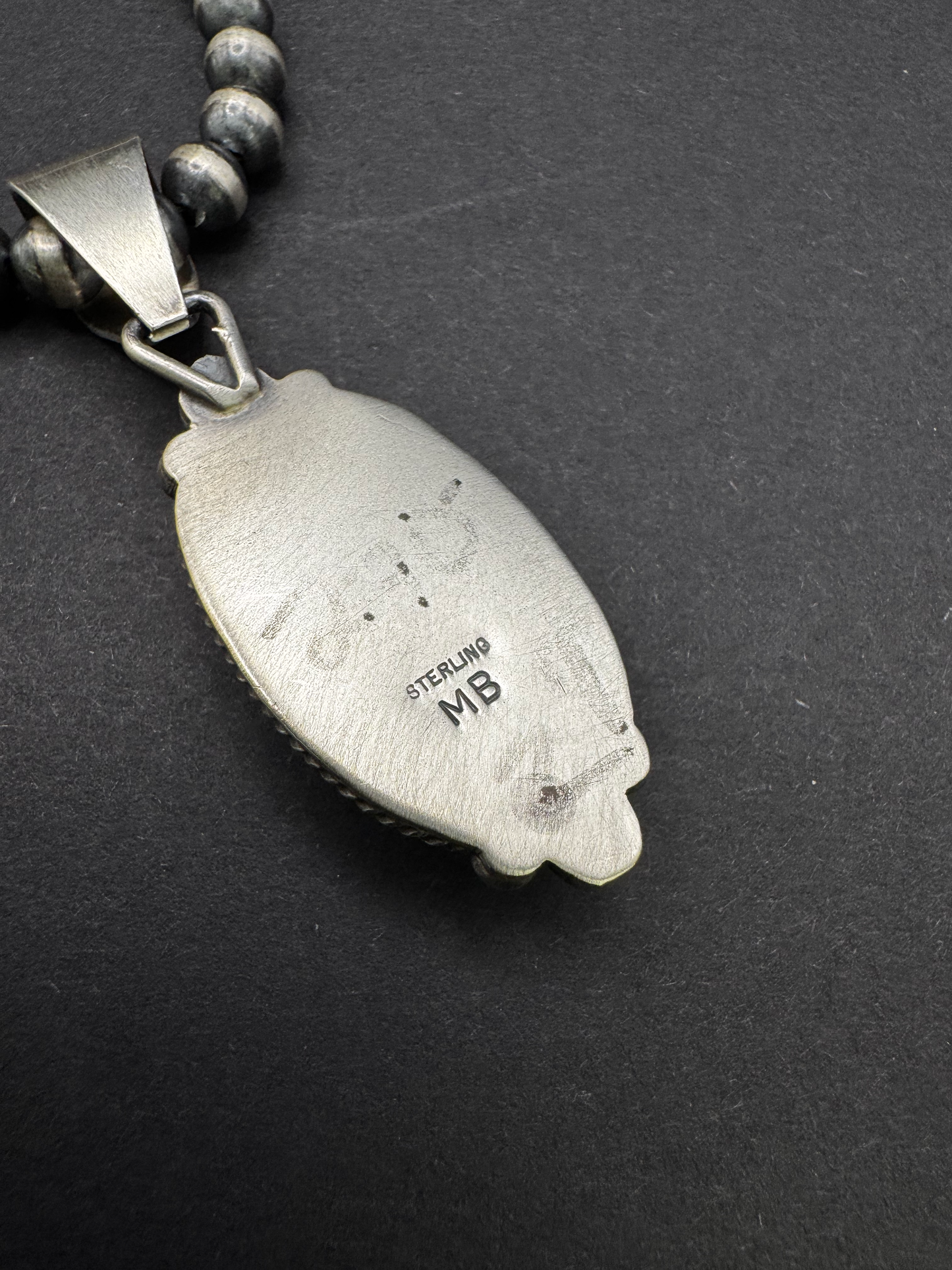 Oval Scallop Pendant - Palomino Turquoise - Sterling Silver - Native Handmade - MB (artist)