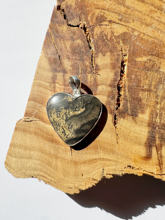 Paint Brush Jasper Heart Pendant - Sterling Silver