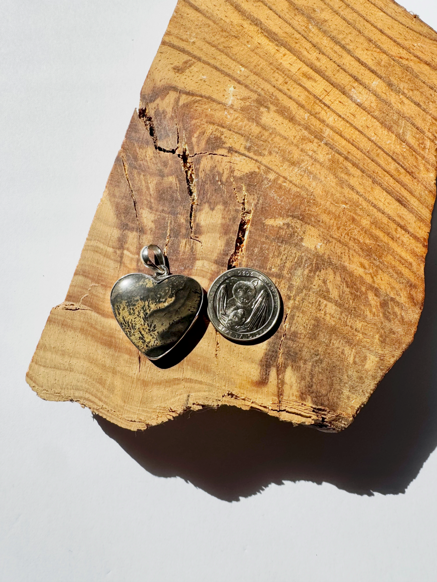 Paint Brush Jasper Heart Pendant - Sterling Silver
