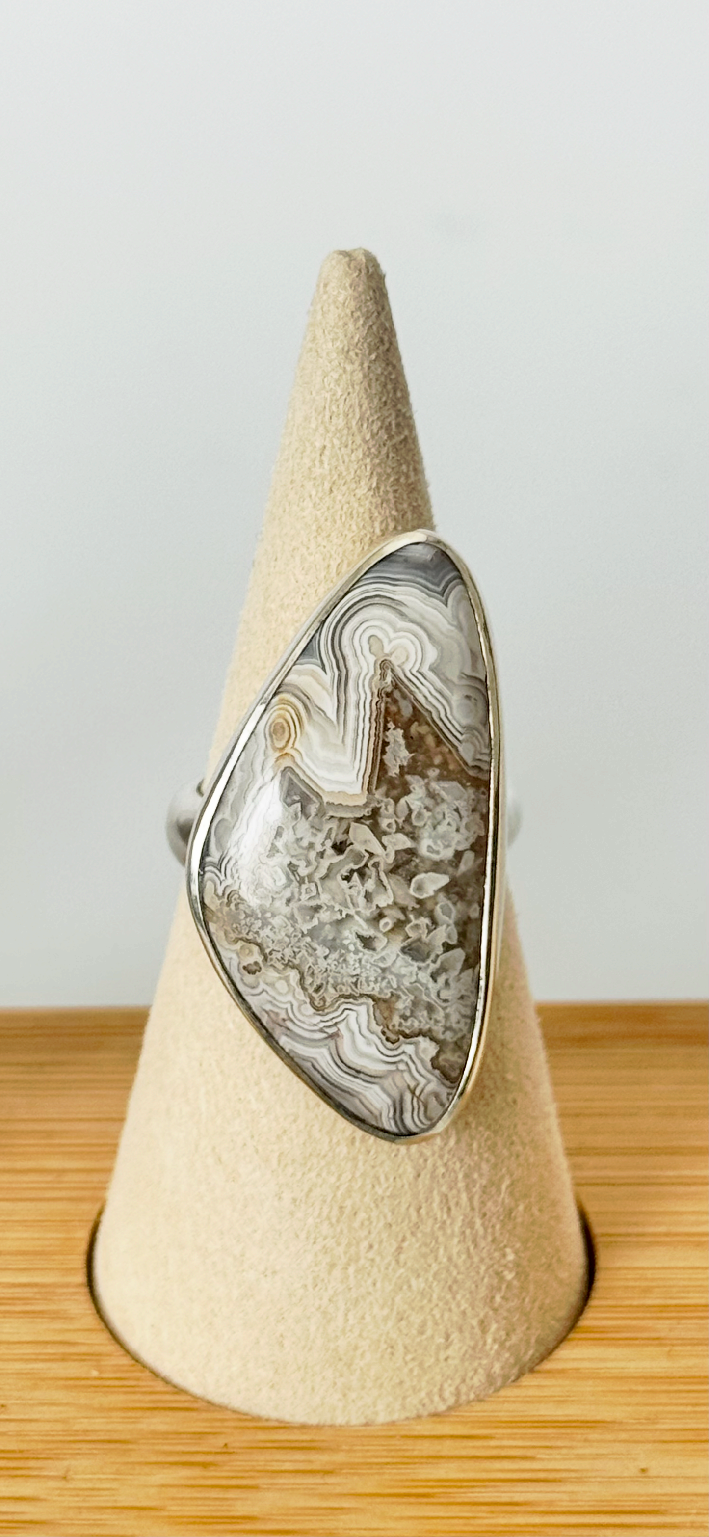 Crazylace Agate Ring - Sterling Silver - Size 7