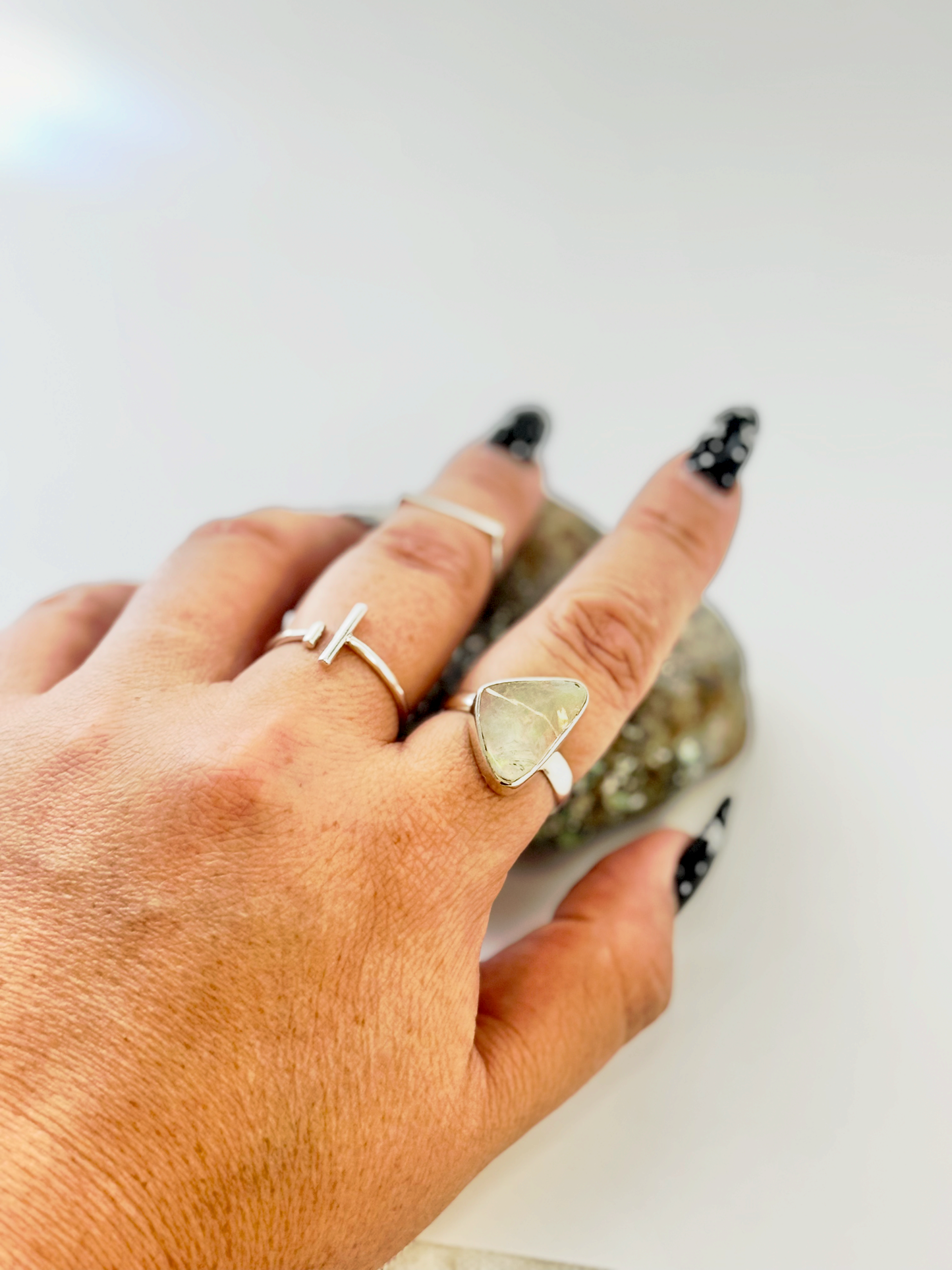 Raw Rough-Cut Ethiopian Opal Ring - Sterling Silver - Size 9.5