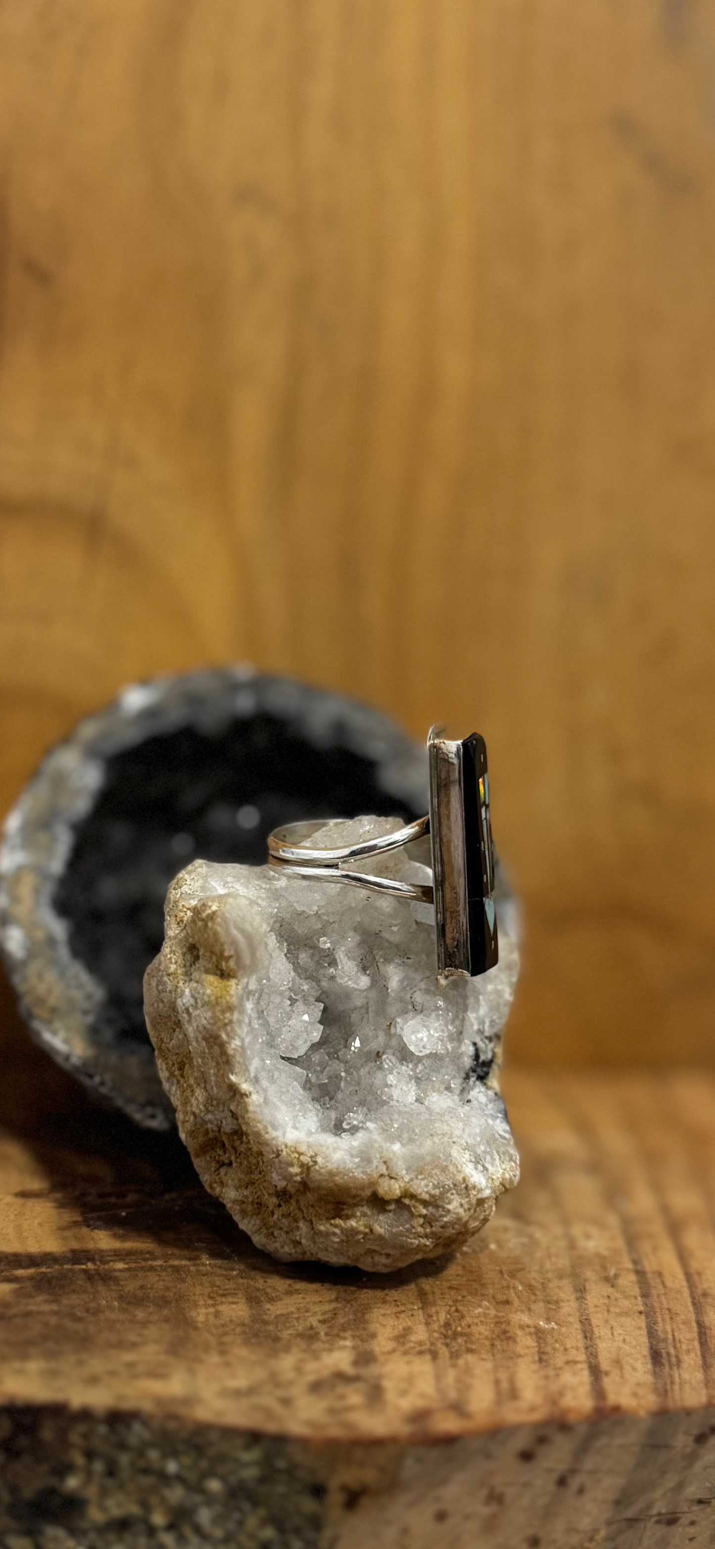 Ring Inlay - Sterling Silver - Navajo Handmade - Gilbert Smith - Size Adjustable (Copy)