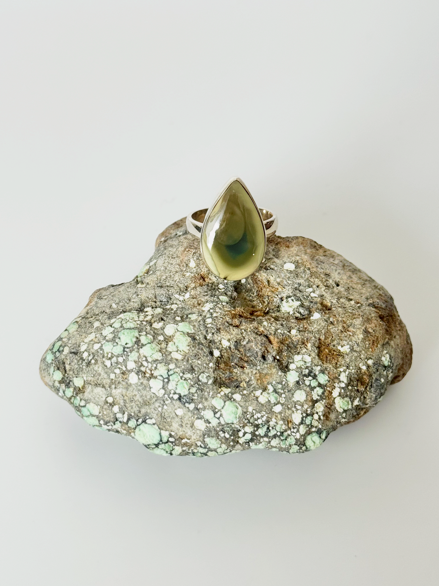 Imperial Jasper Teardrop Ring - Sterling Silver - Size 7
