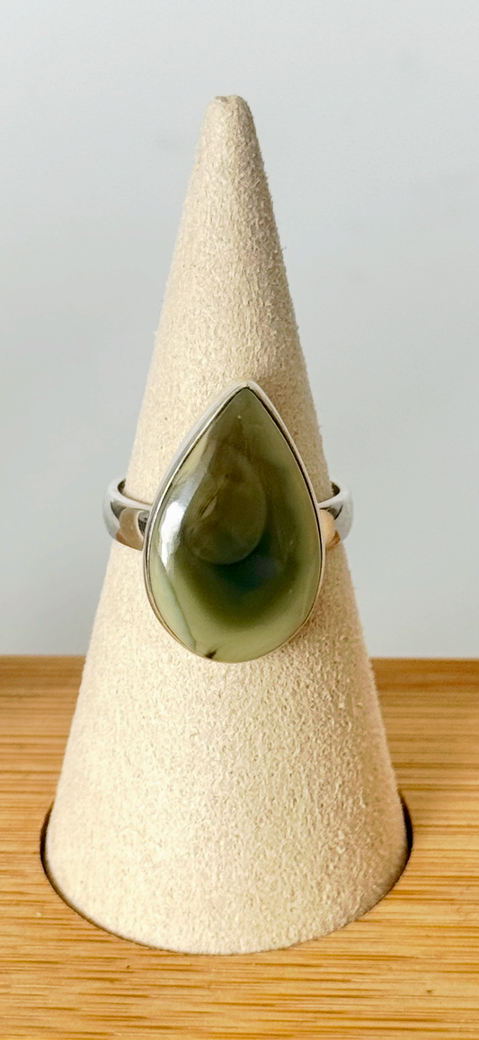 Imperial Jasper Teardrop Ring - Sterling Silver - Size 7