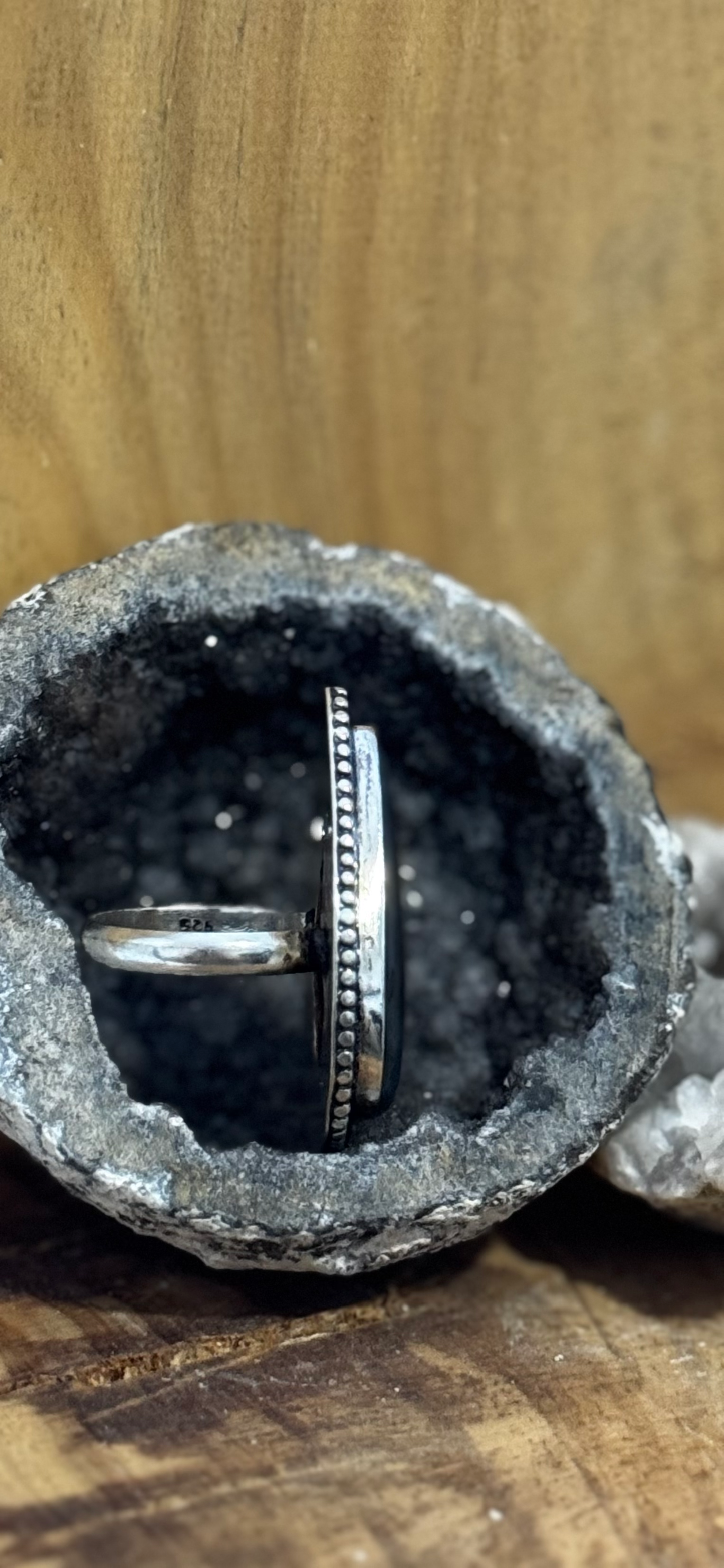 Teardrop Ring - Montana Agate - Sterling Silver - Size 10