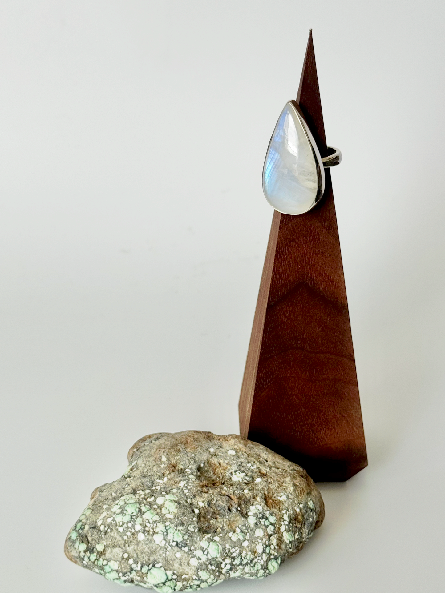 Moonstone Teardrop Ring - Sterling Silver - Size 7.5