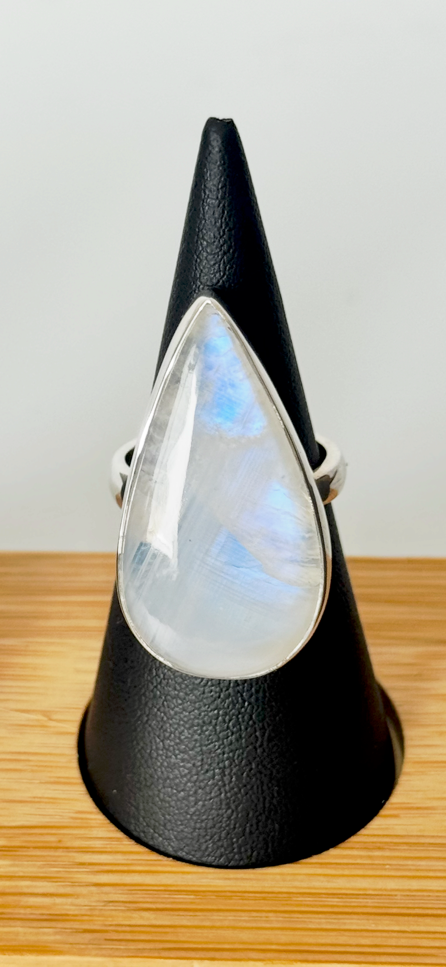 Moonstone Teardrop Ring - Sterling Silver - Size 7.5