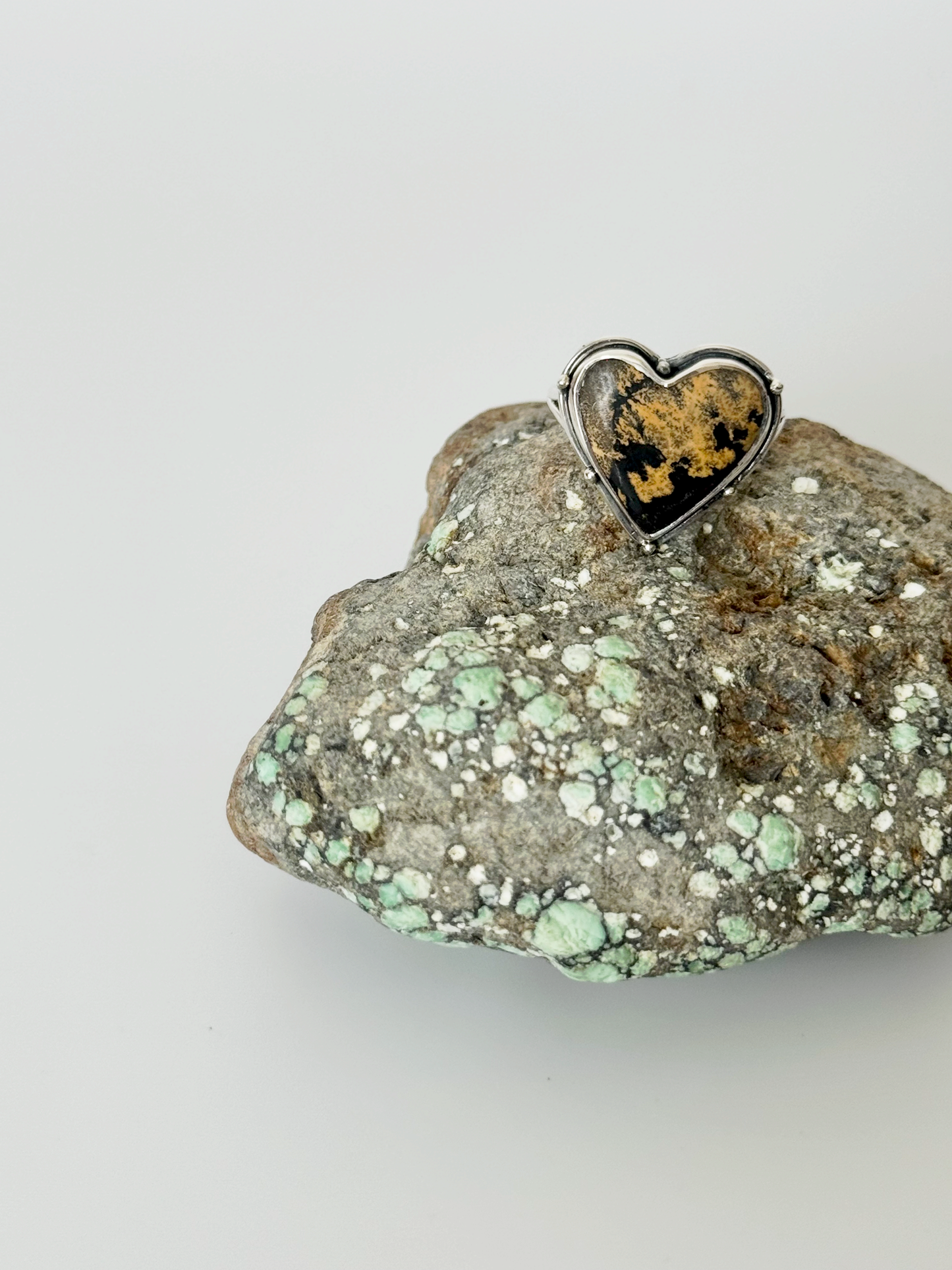 Nielet Jasper Heart Ring- Sterling Silver - Size 8