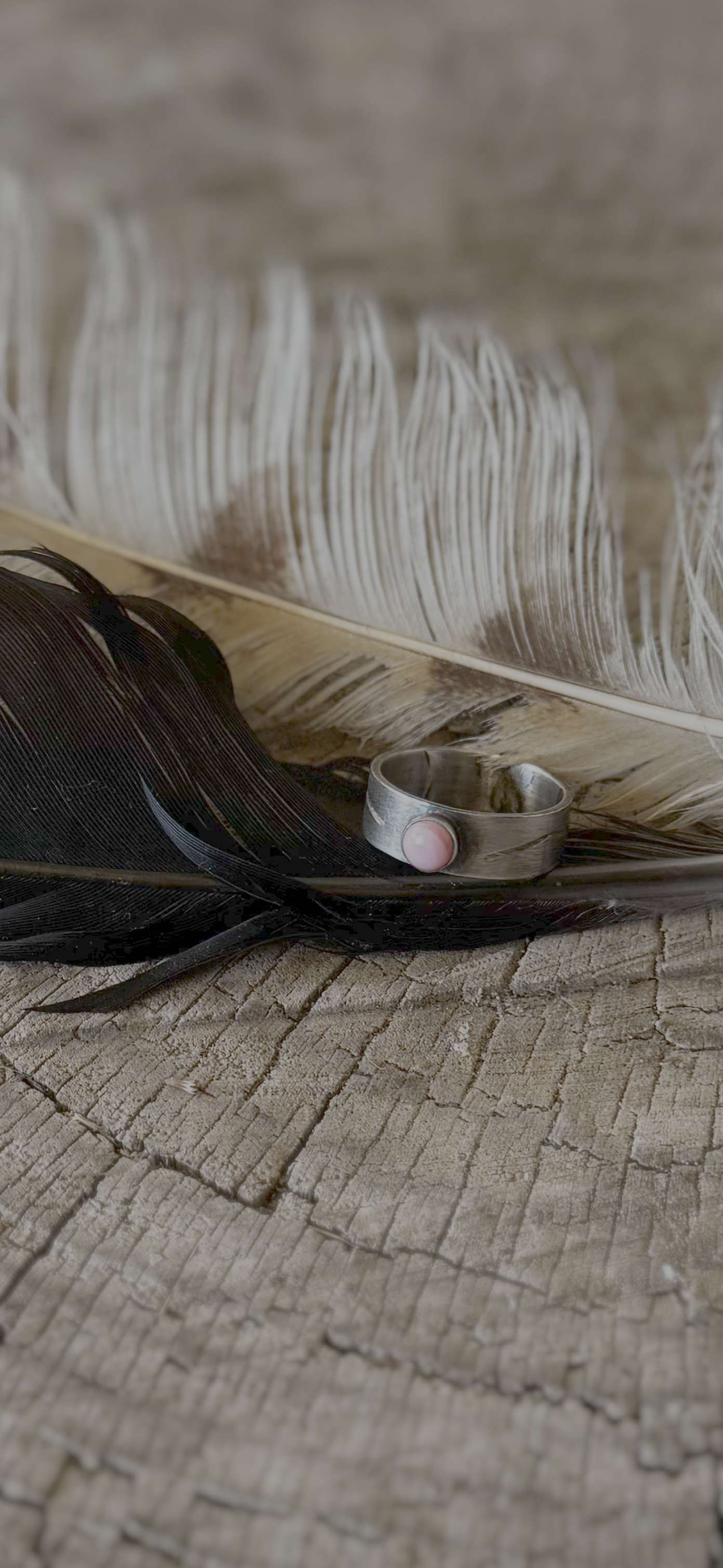 Band Ring - Pink Conch - Sterling Silver - Native Handmade - Gary Sandoval (artist) - Size 7.5