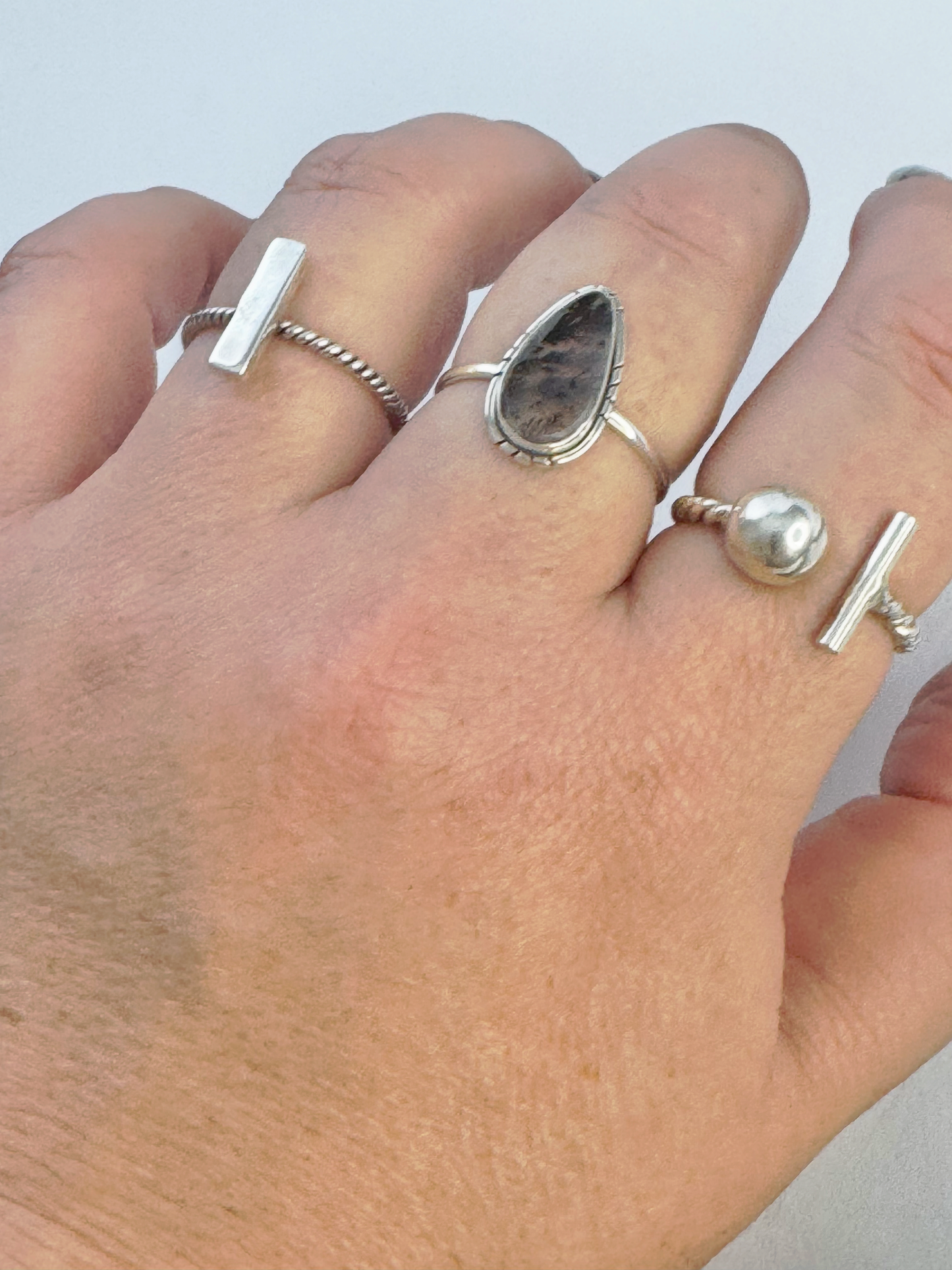 Scenic Agate Teardrop Ring - Sterling Silver - Size 10
