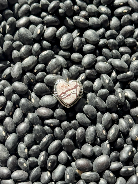 Sonoran Dendrite Heart Ring - Sterling Silver - Size 6