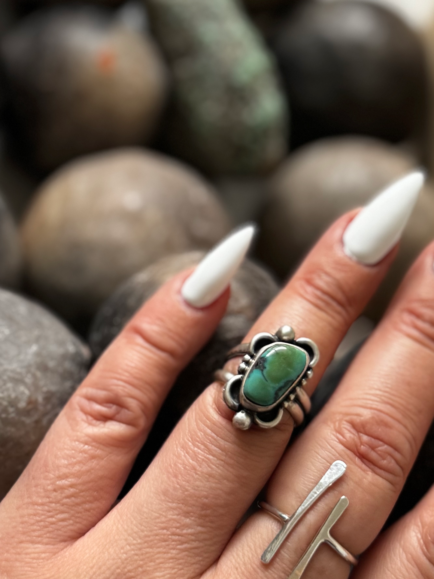 Ring - Turquoise - Sterling Silver - Native Handmade - Dan Henio (artist) - Size Adjustable