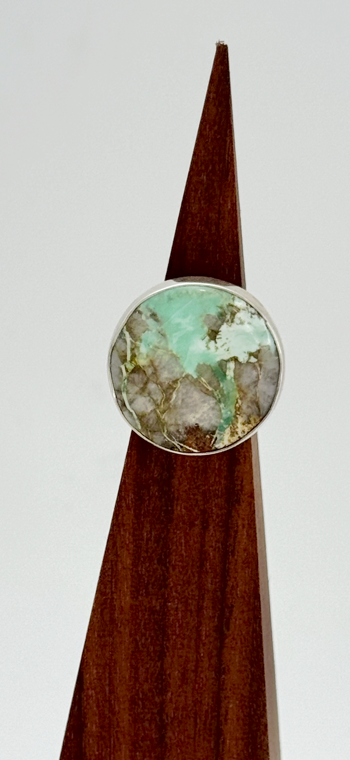 Variscite Round Ring - Sterling Silver - Size Adjustable