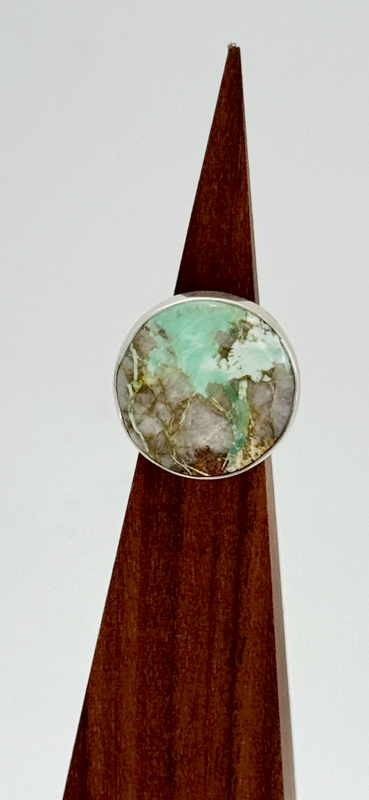 Variscite Round Ring - Sterling Silver - Size Adjustable