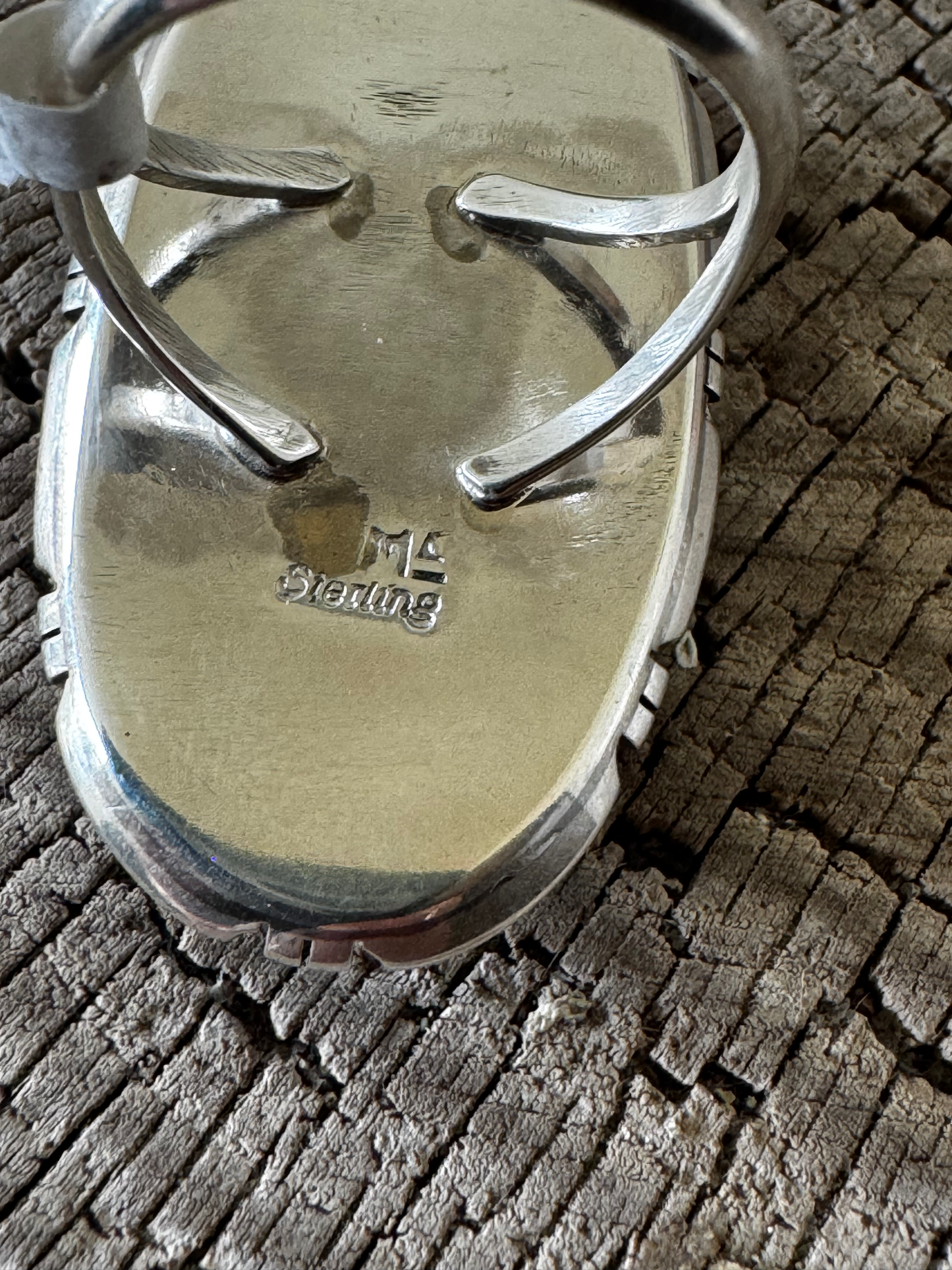 Oval Ring - White Horse - Sterling Silver - Native Handmade - M (artist) - Size 10