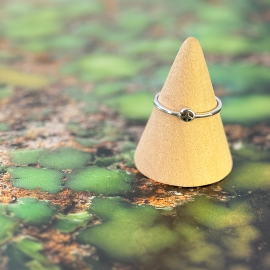 Thin Peace Sign Ring - Sterling Silver