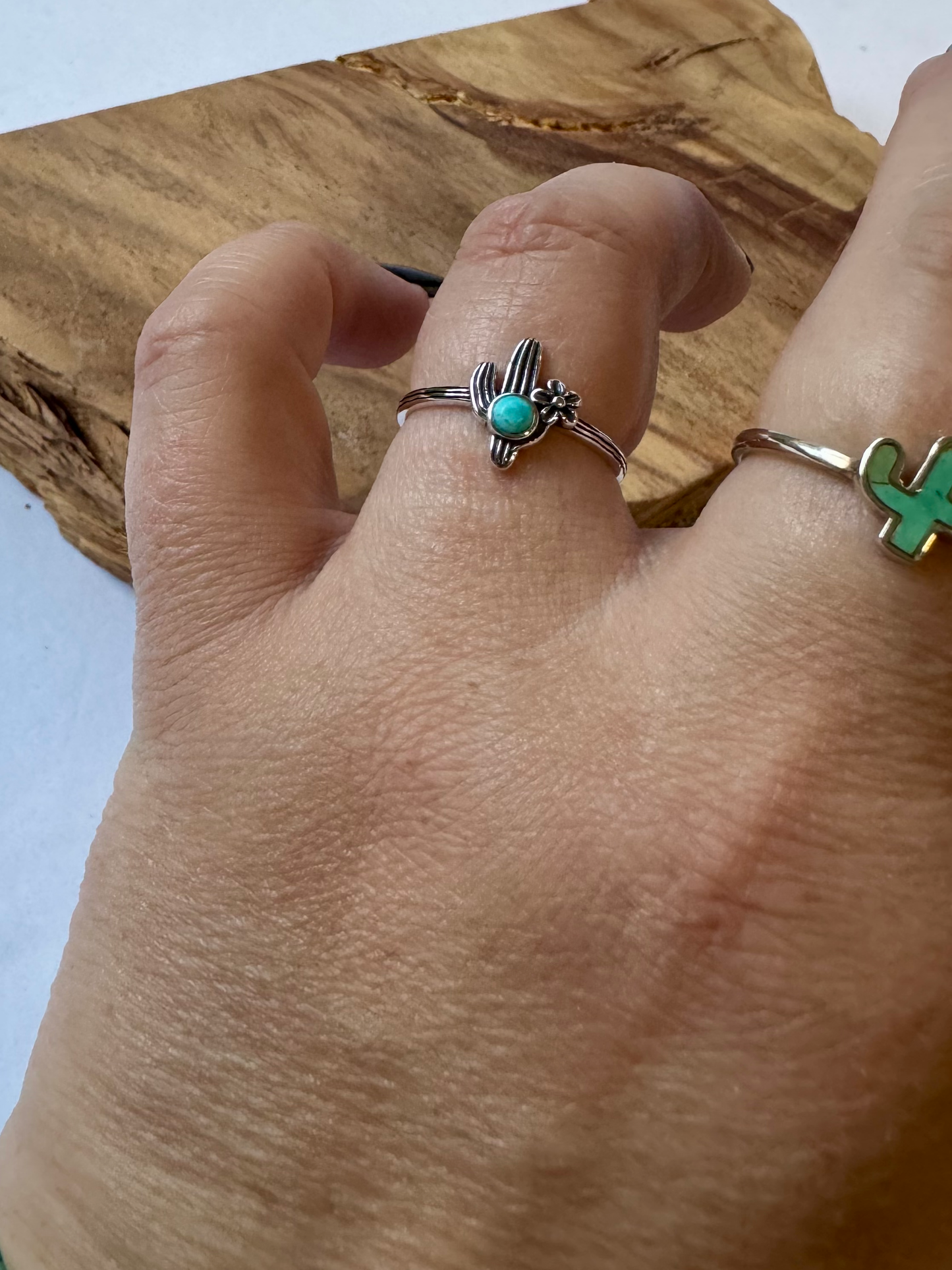 Cactus Ring with Turquoise - Sterling Silver