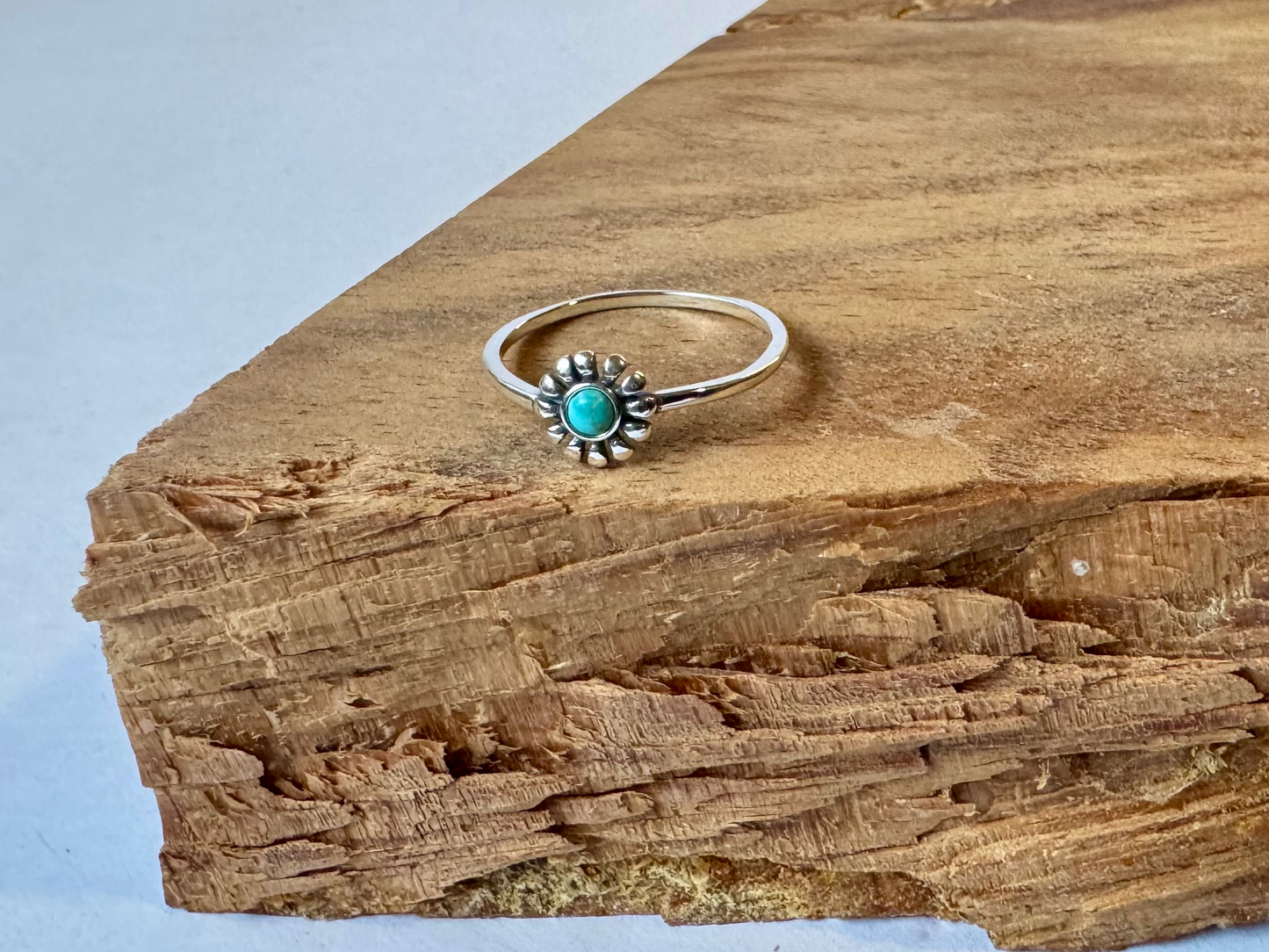 Flower Turquoise Ring - Sterling Silver