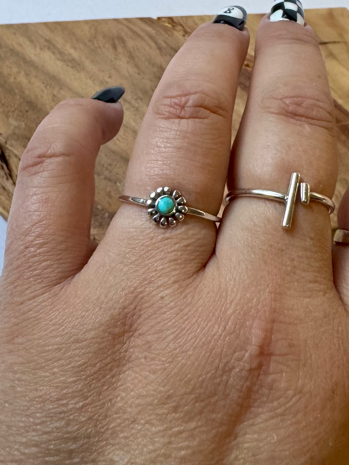 Flower Turquoise Ring - Sterling Silver