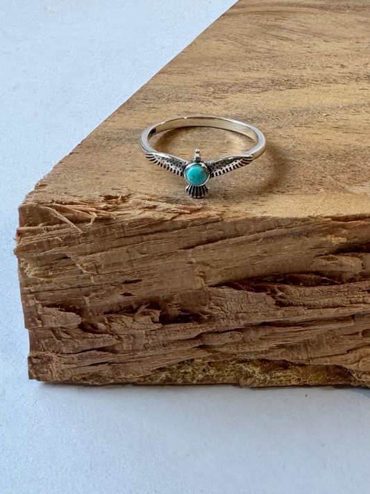 Eagle Turquoise Ring - Sterling Silver - Size 9