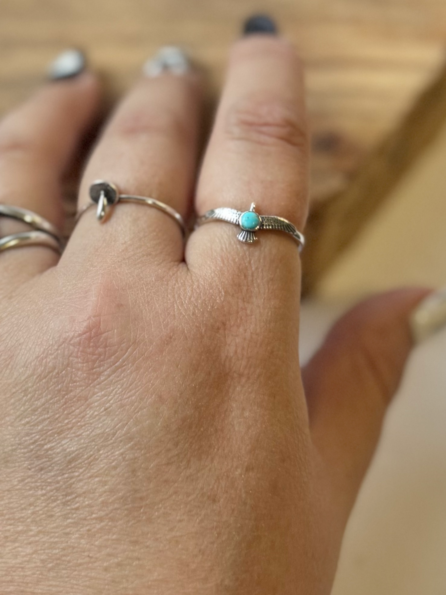 Eagle Turquoise Ring - Sterling Silver - Size 9