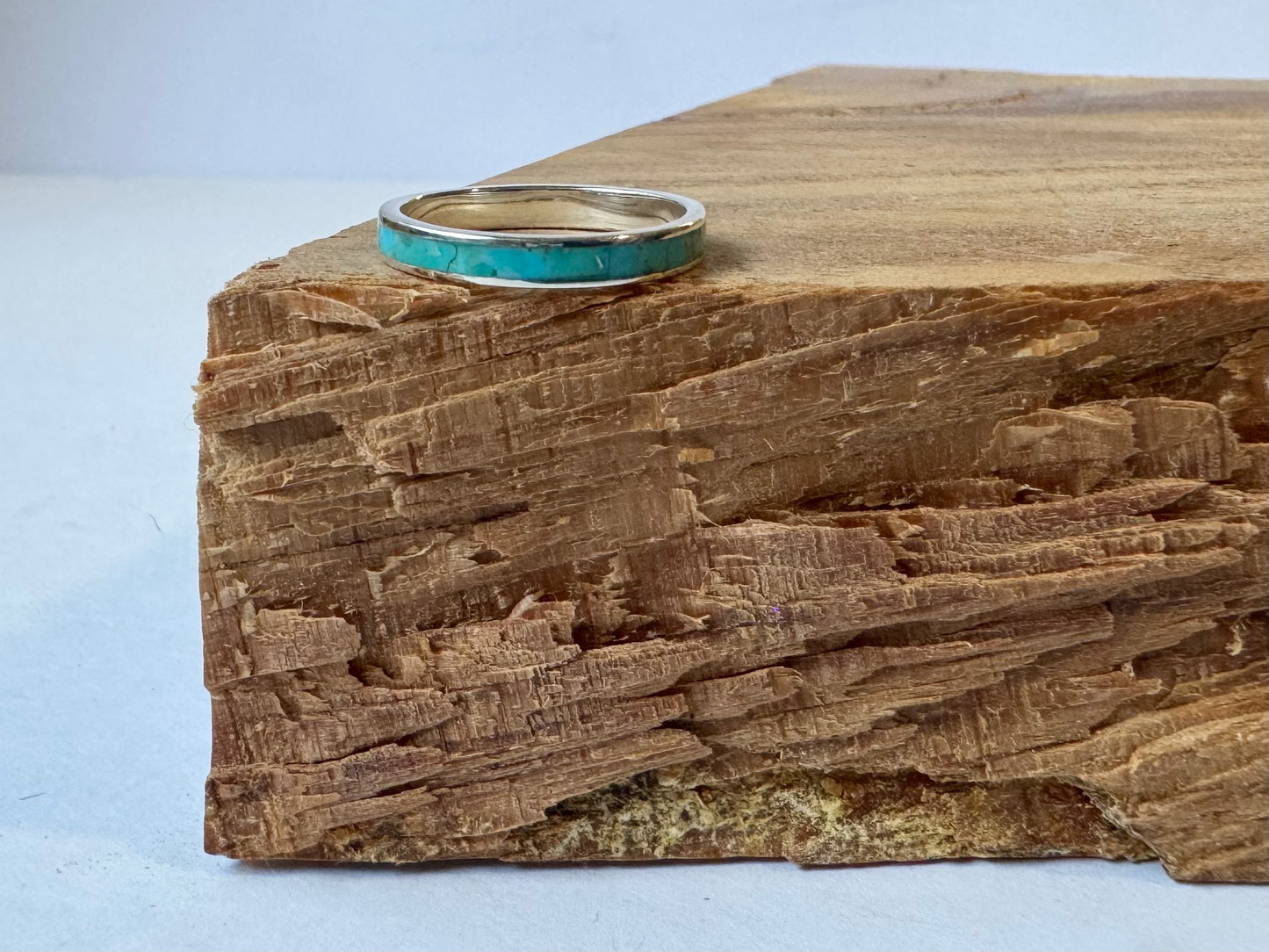Turquoise Wedding Band 2mm - Sterling Silver
