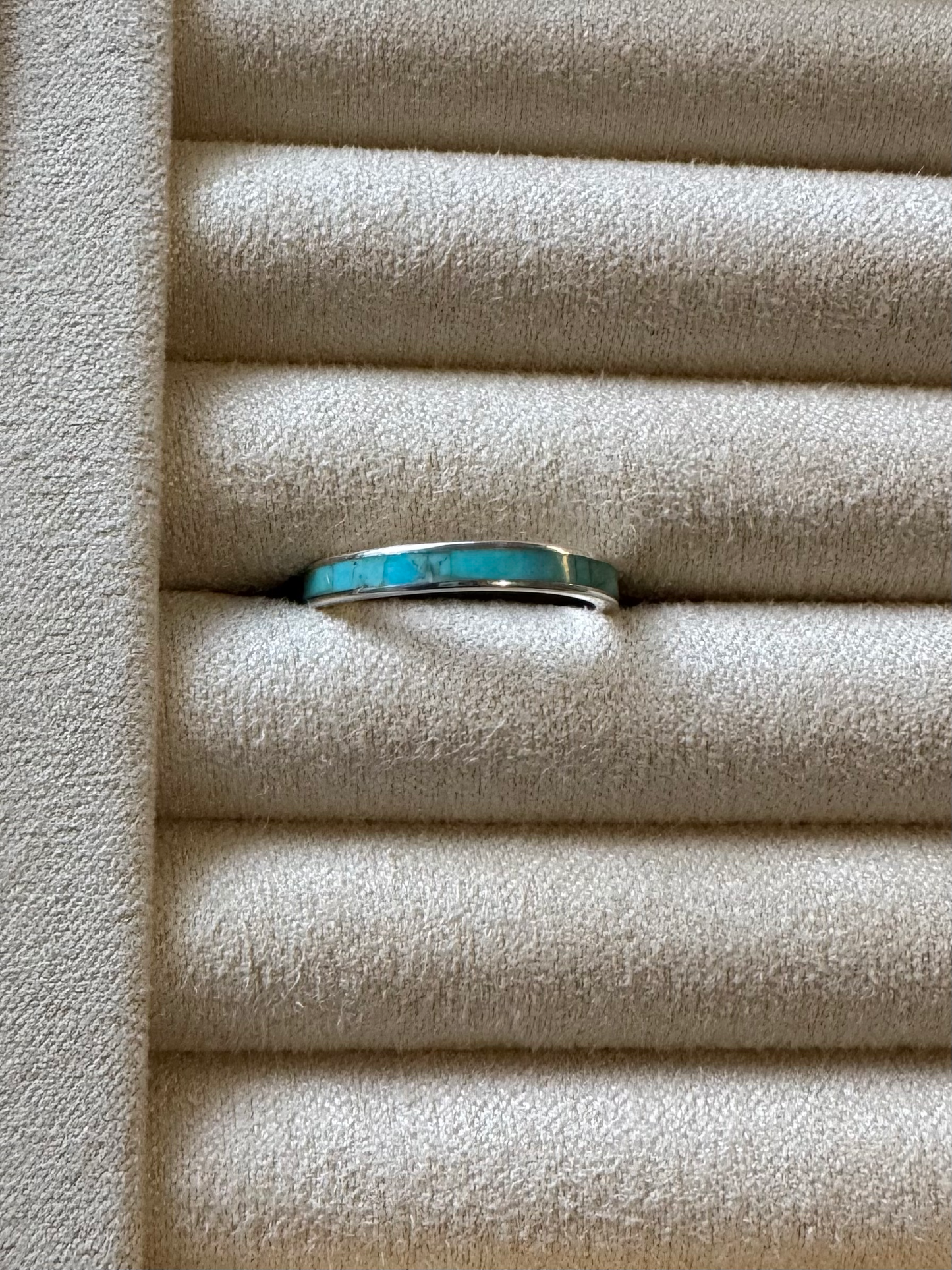 Turquoise Wedding Band 2mm - Sterling Silver