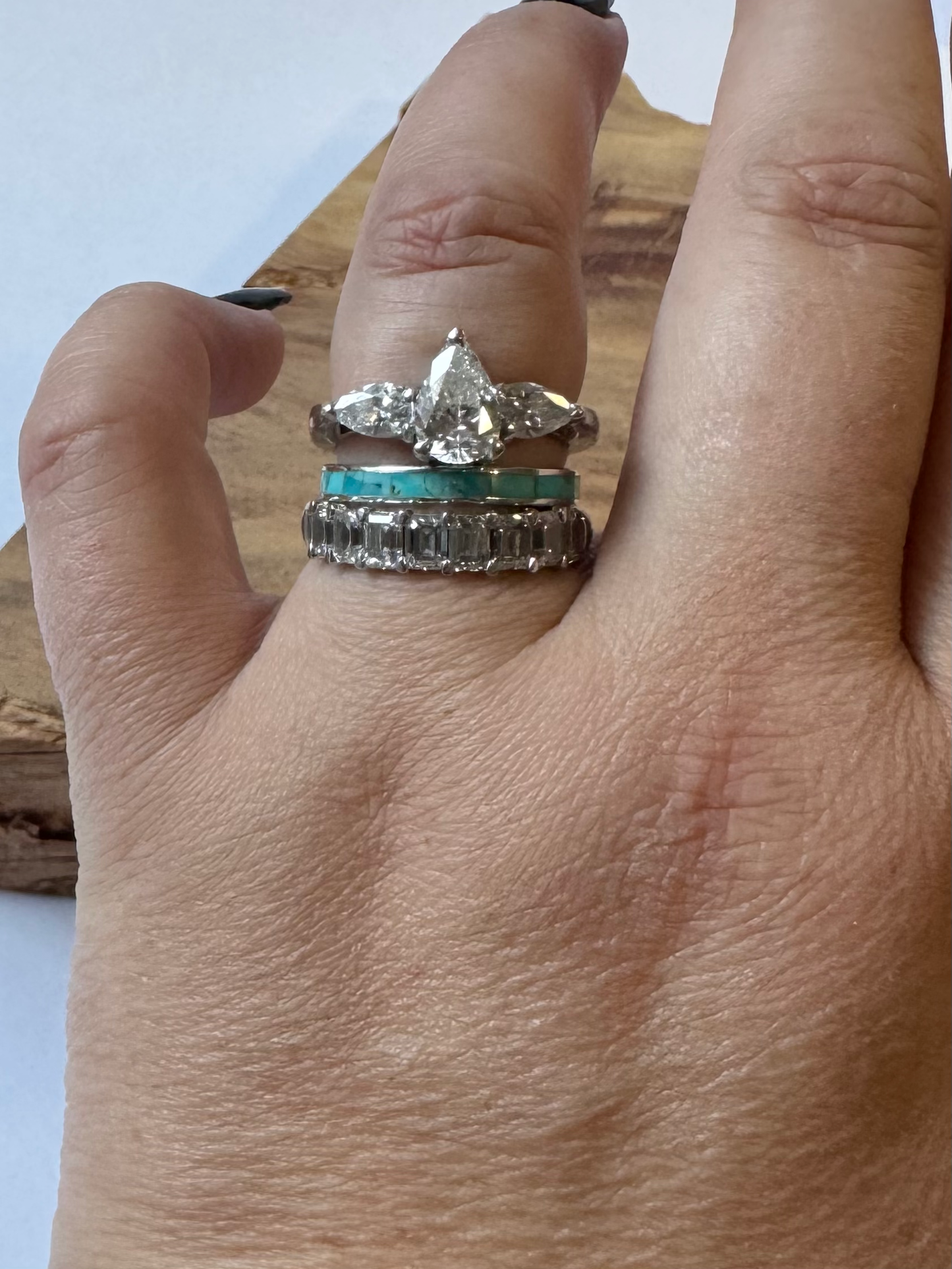 Turquoise Wedding Band 2mm - Sterling Silver