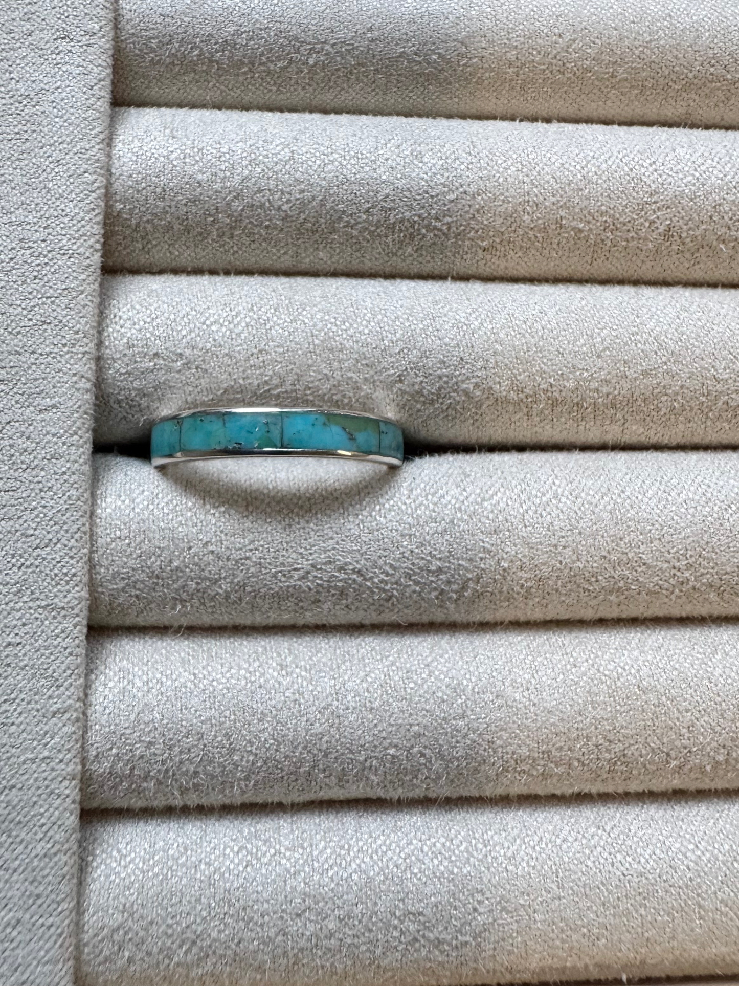 Turquoise Wedding Band 4mm - Sterling Silver