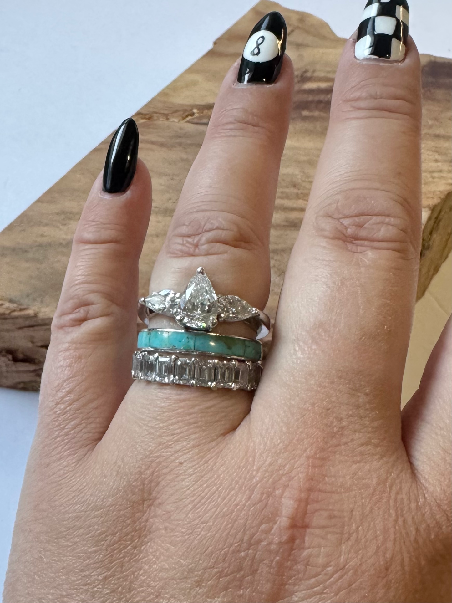 Turquoise Wedding Band 4mm - Sterling Silver