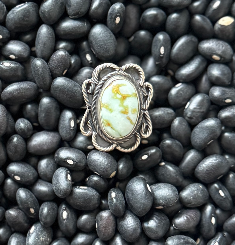 Oval Ring - Palomino Turquoise - Sterling Silver - Native Handmade - Dan Henio (artist) - Size Adjustable
