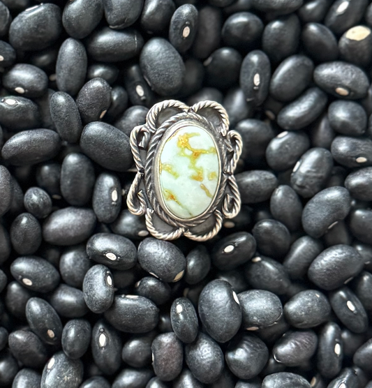 Oval Ring - Palomino Turquoise - Sterling Silver - Native Handmade - Dan Henio (artist) - Size Adjustable