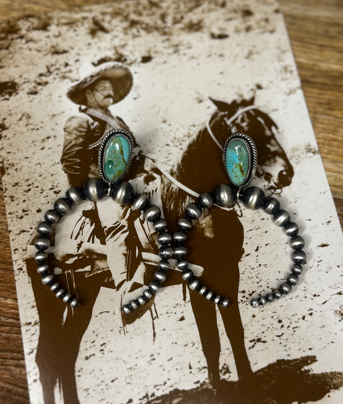 Sterling Beads with Stone Earrings- Turquoise - Sterling Silver - HADA Collection