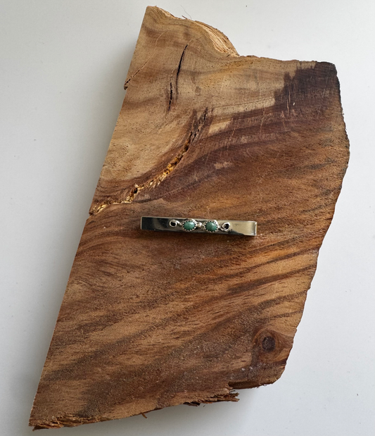 Kingman Turquoise - Tie Clip - Sterling Silver - Native Handmade - Dorothy Yazzie (Artist)