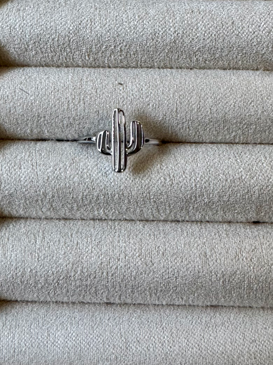 Cactus Toe Ring - Sterling Silver w/ Rhodium Plating - Size Adjustable