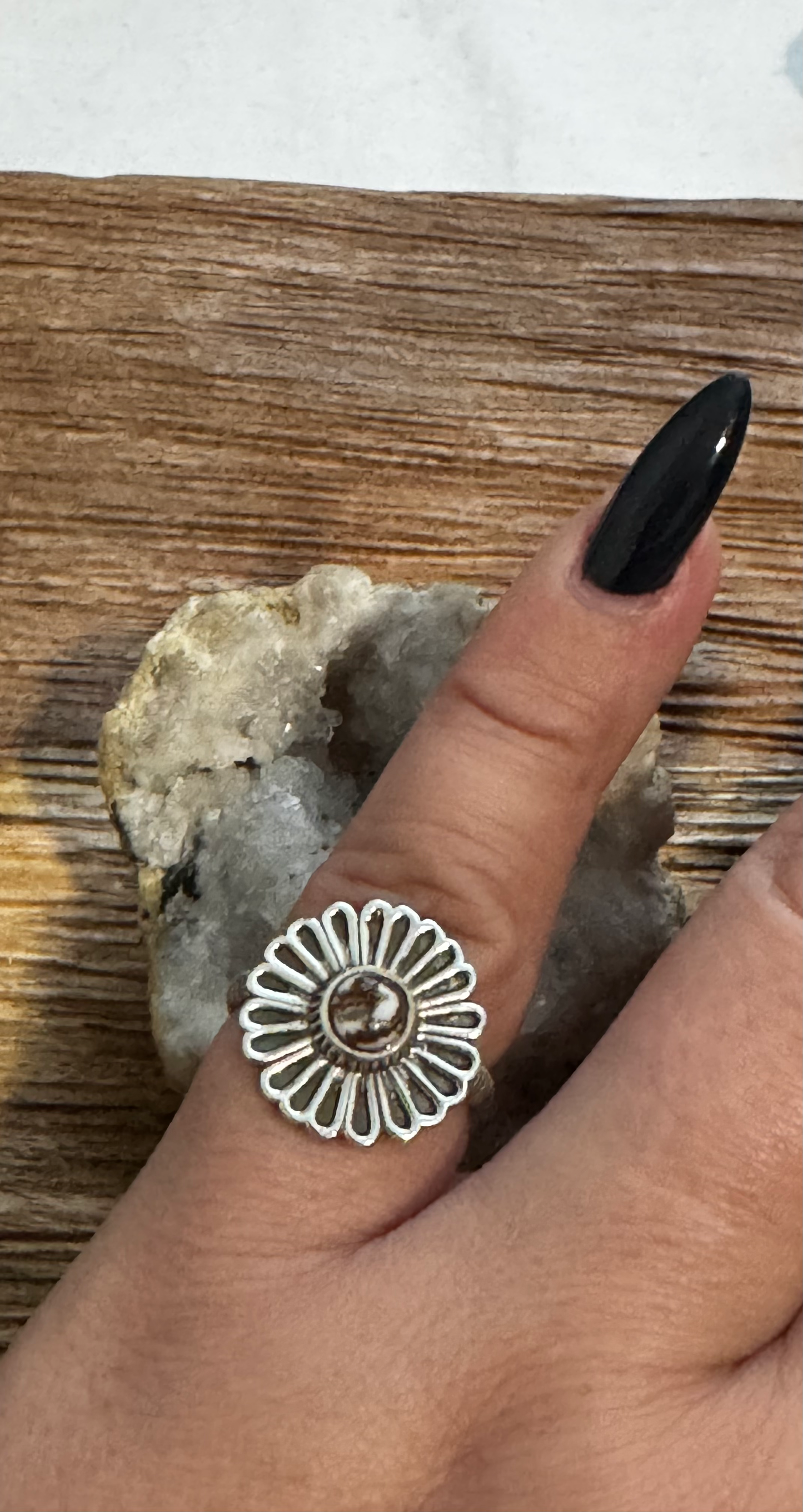 Flower Ring - Wild Horse Jasper - Sterling Silver - Size 7