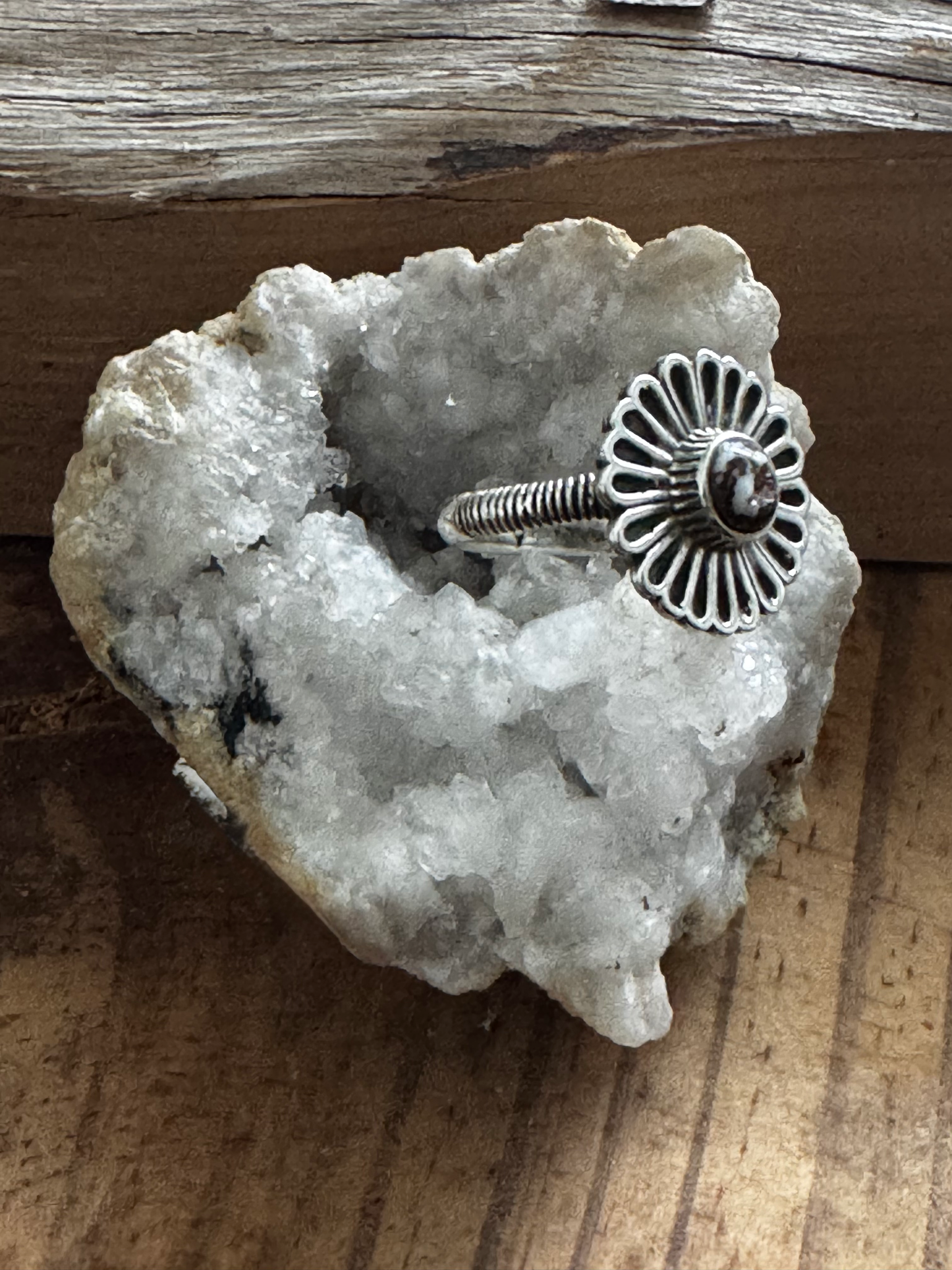 Flower Ring - Wild Horse Jasper - Sterling Silver - Size 7