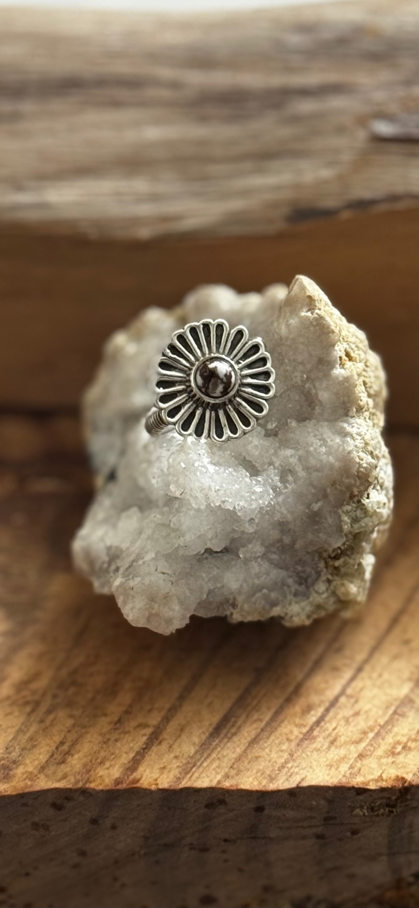 Flower Ring - Wild Horse Jasper - Sterling Silver - Size 7