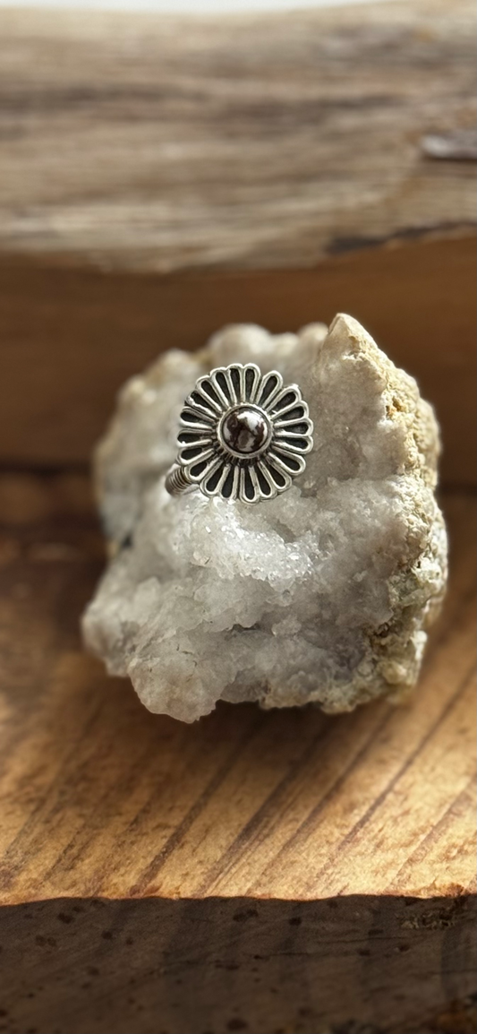 Flower Ring - Wild Horse Jasper - Sterling Silver - Size 7